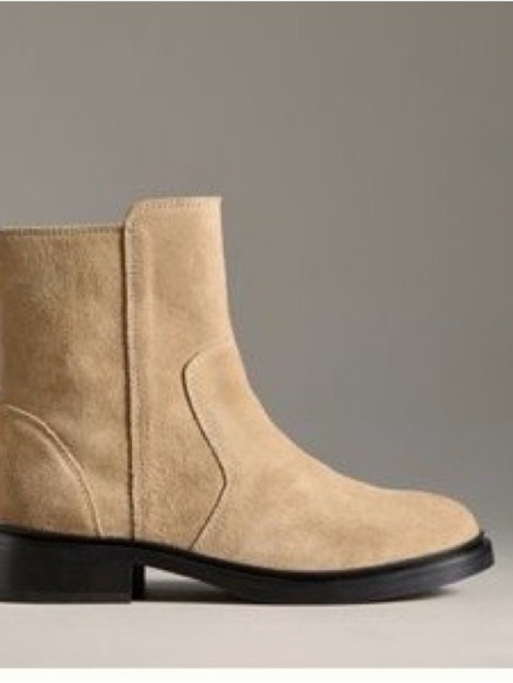 NEW Anthropologie Suede Ankle Boot in Beige - 
Size 37 Euro Women